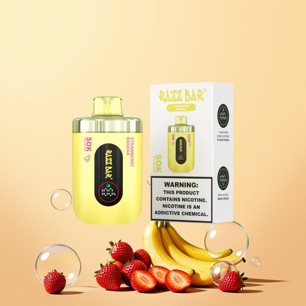 Razz Bar 50K Puffs 1.0 Ohm Mesh Coil Type-C Sverige Grossist Jordgubb Banan