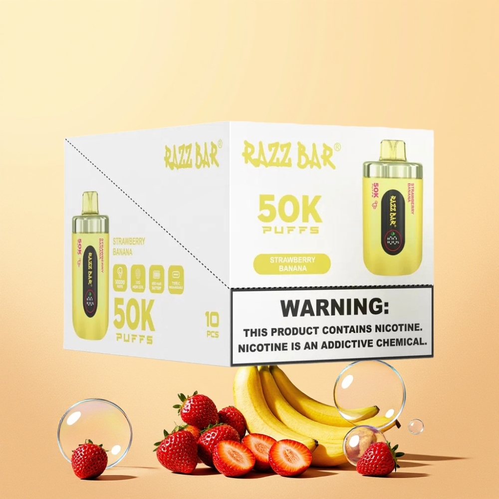 Razz Bar 50K Puffs 1.0 Ohm Mesh Coil Type-C Sverige Grossist Jordgubb Banan