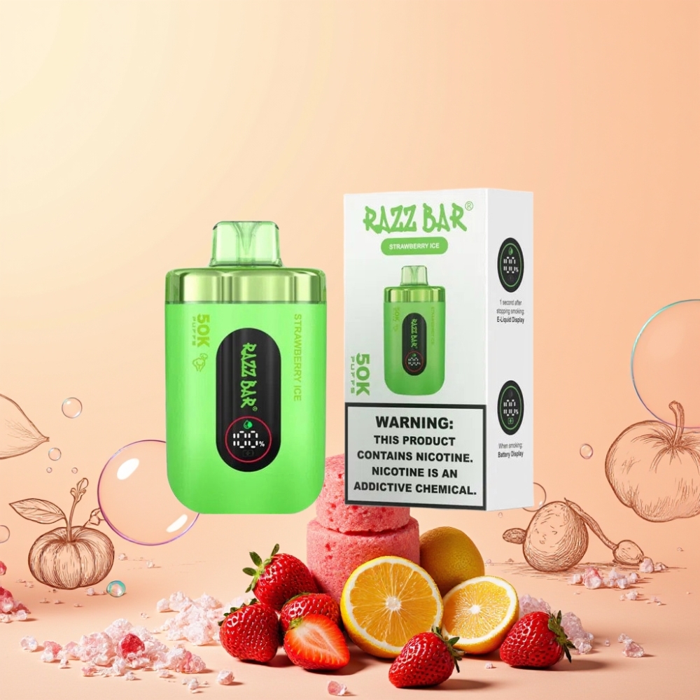Razz Bar 50K Puffs Type-C Laddbar Jordgubb Is Sverige Grossist
