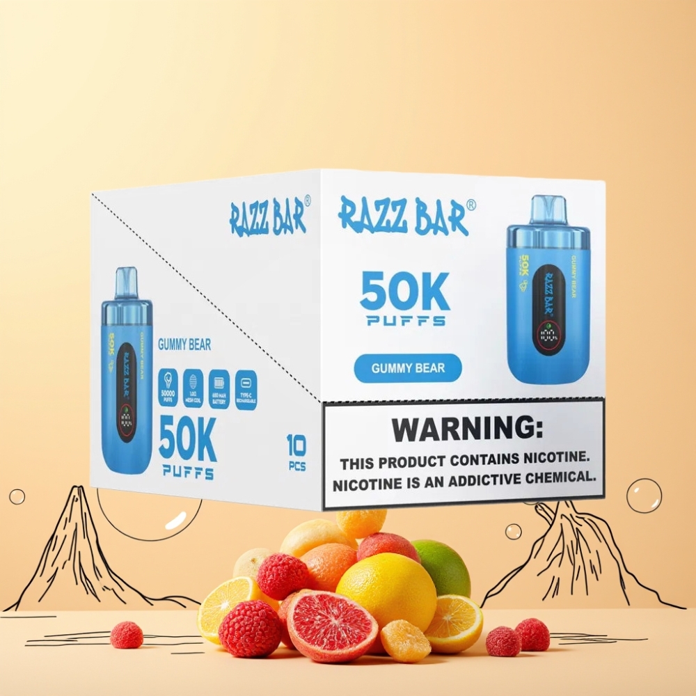 Razz Bar 50K Pustar 1.0 Ohm Mesh Coil Type-C Sveriges Grossist Godisbjörn