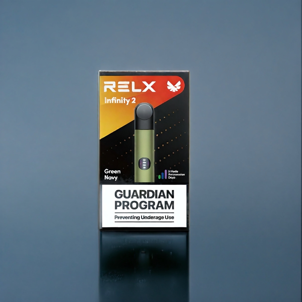 Grönblå Smak RELX Infinity 2 Vape-enhet Sverige Grossist Pod Kapacitet 1.9 ml Puffar 600-650