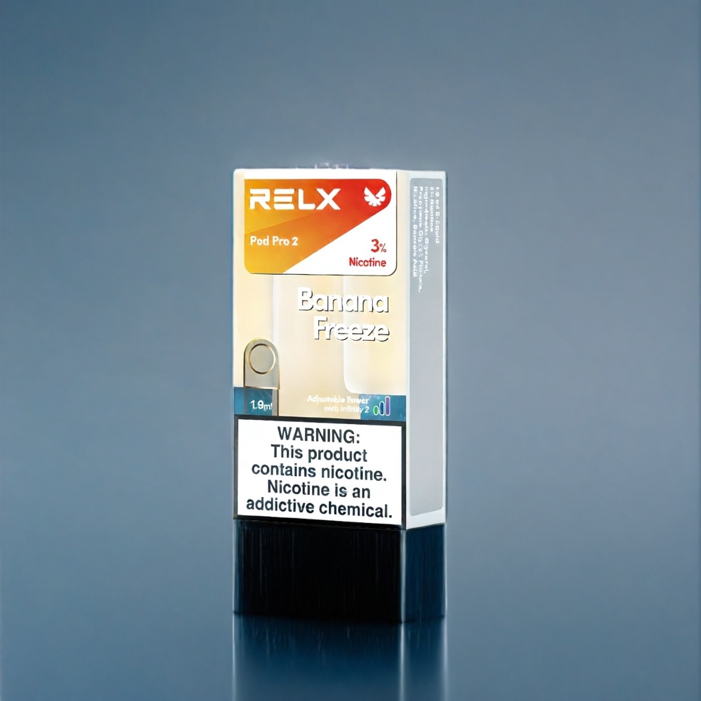Banankyl RELX Pod Pro 2 3%/5% Nikotin 600 puffar 1.9ml 2/3 förpackningar Eco/Smooth/Boost Mode Sverige Grossist
