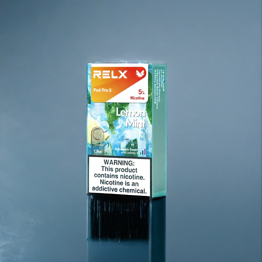 Citron Mynt RELX Pod Pro 2 Sverige Grossist 3%/5% Nikotin 600 puffar 1.9ml 2/3 förpackning 5.5W/6.5W/8W