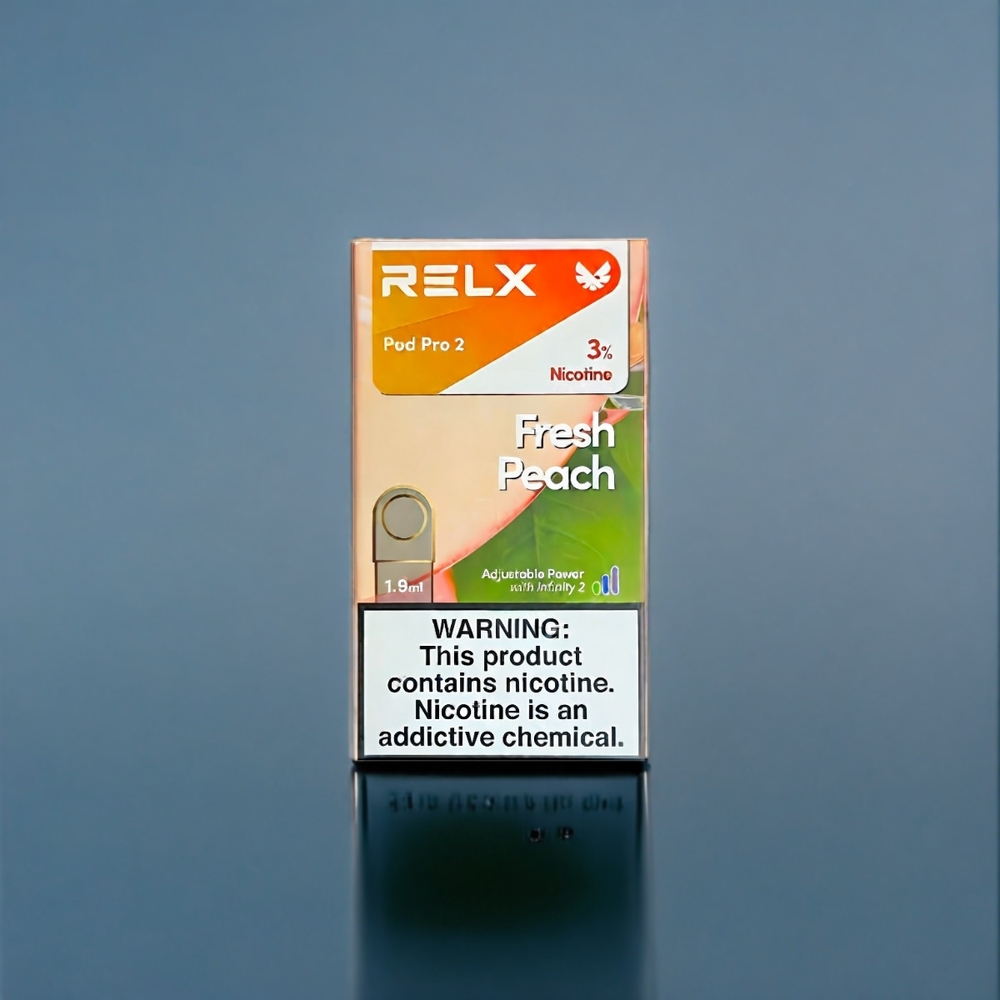 Färsk Persika Relx Pod Pro 2 Sverige Grossist 3%/5% Nikotin 600 Puffar 1.9ml 2/3 Förpackningar Eco/Smooth/Boost Lägen