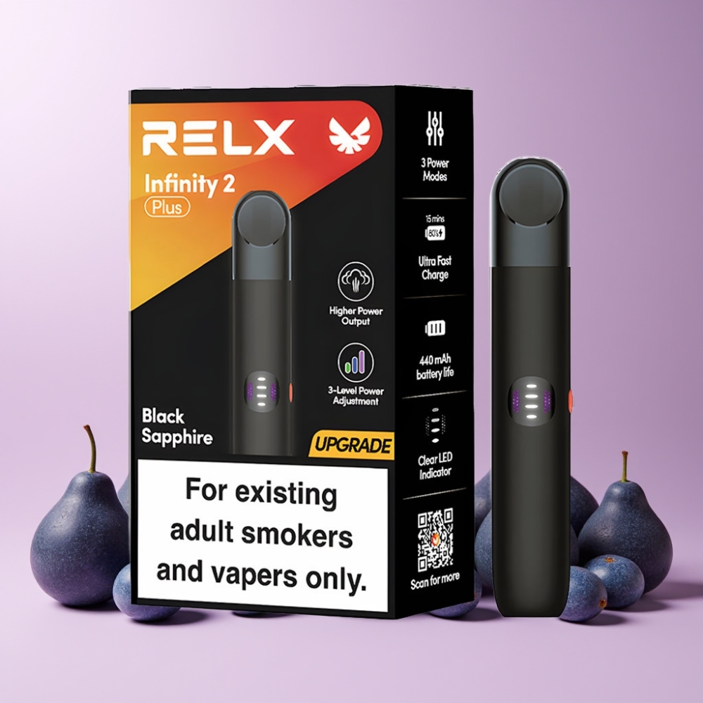 RELX Infinity 2 Plus 600 puffar 3 lägen 10W Sverige Grossist Svart Safir