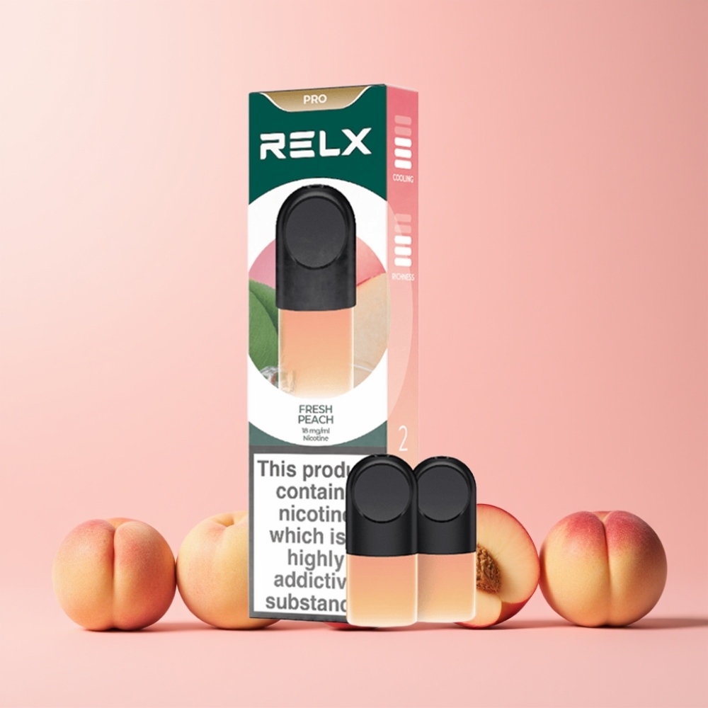 RELX Pod Pro 1.8% 1.9ml Sverige Grossist Komfort Temperatur Optimerat Drag Frisk Persika