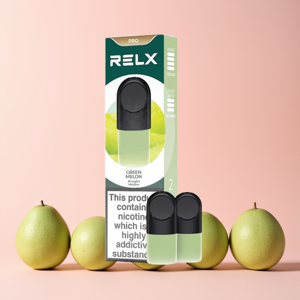 RELX Pod Pro 1.8 Munnar Optimerad Dragmotstånd & Tyst Användning Grön Melon Sverige Grossist