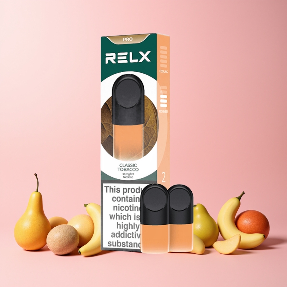 RELX Pod Pro 1 Mun Klassisk Tobak Sverige Grossist Stor Smak & Slät Upplevelse Bekväm Temperatur Optimerat Drag Motstånd Känslig Aktivering Tyst Användning Rik Ånga