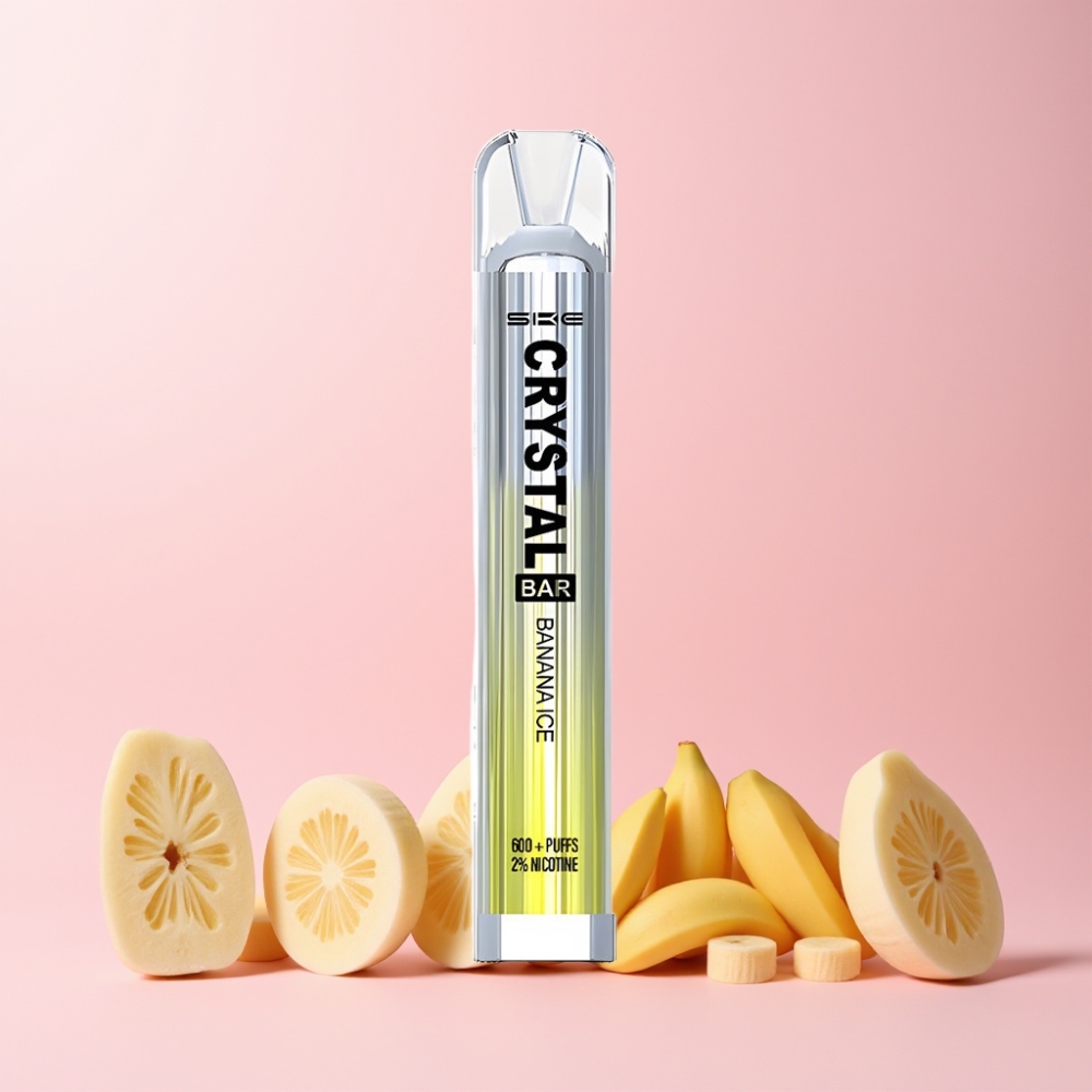 SKE Crystal Bar 600 Disposable Vape 600 Puffar 2ml 2% Nikotin Sverige Grossist Banan Is