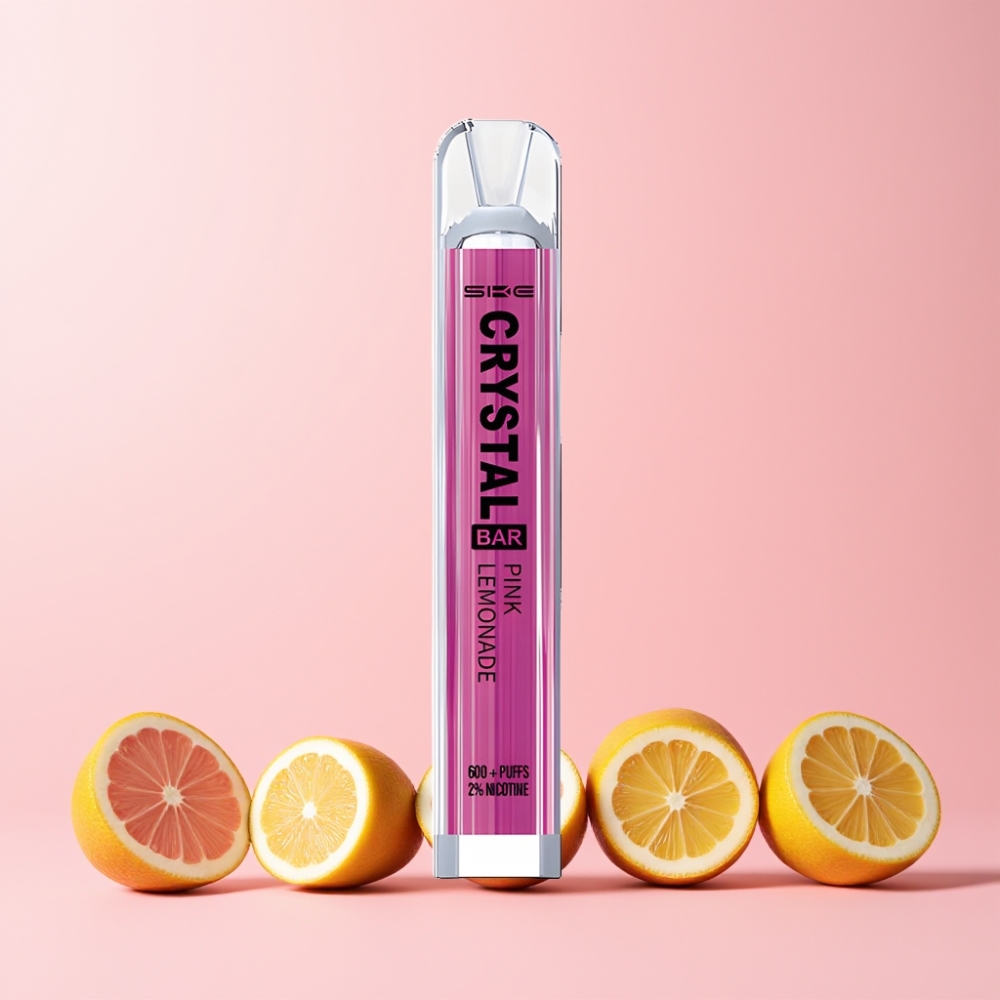 SKE Crystal Bar 600 Puffar 0% Nikotin 2.0ml Vattenmelon Grossist Sverige Rosa Lemonad