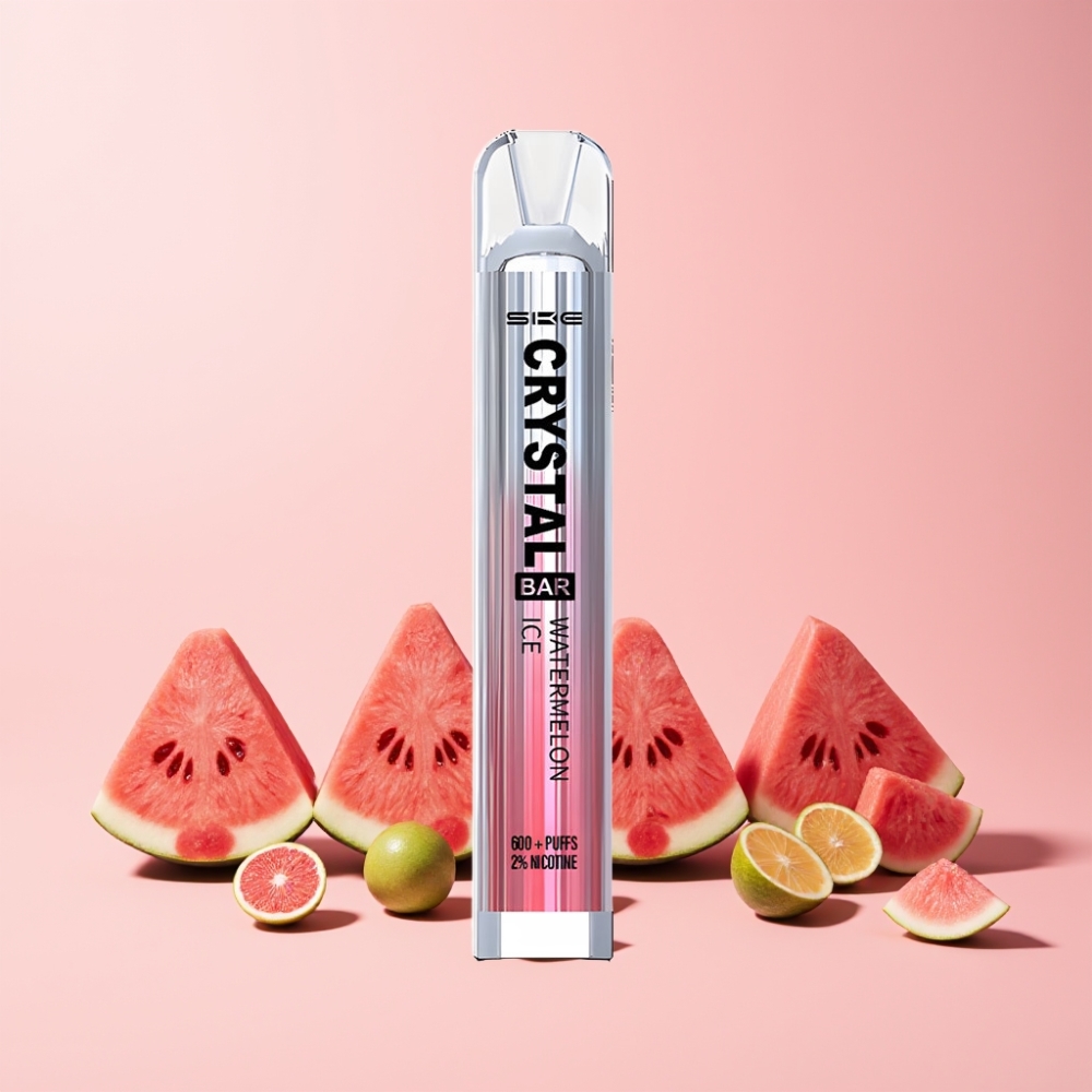 SKE Crystal Bar 600 Puffar 0% Nikotin 500mAh 2.0ml Vattenmelon Is Sverige Grossist