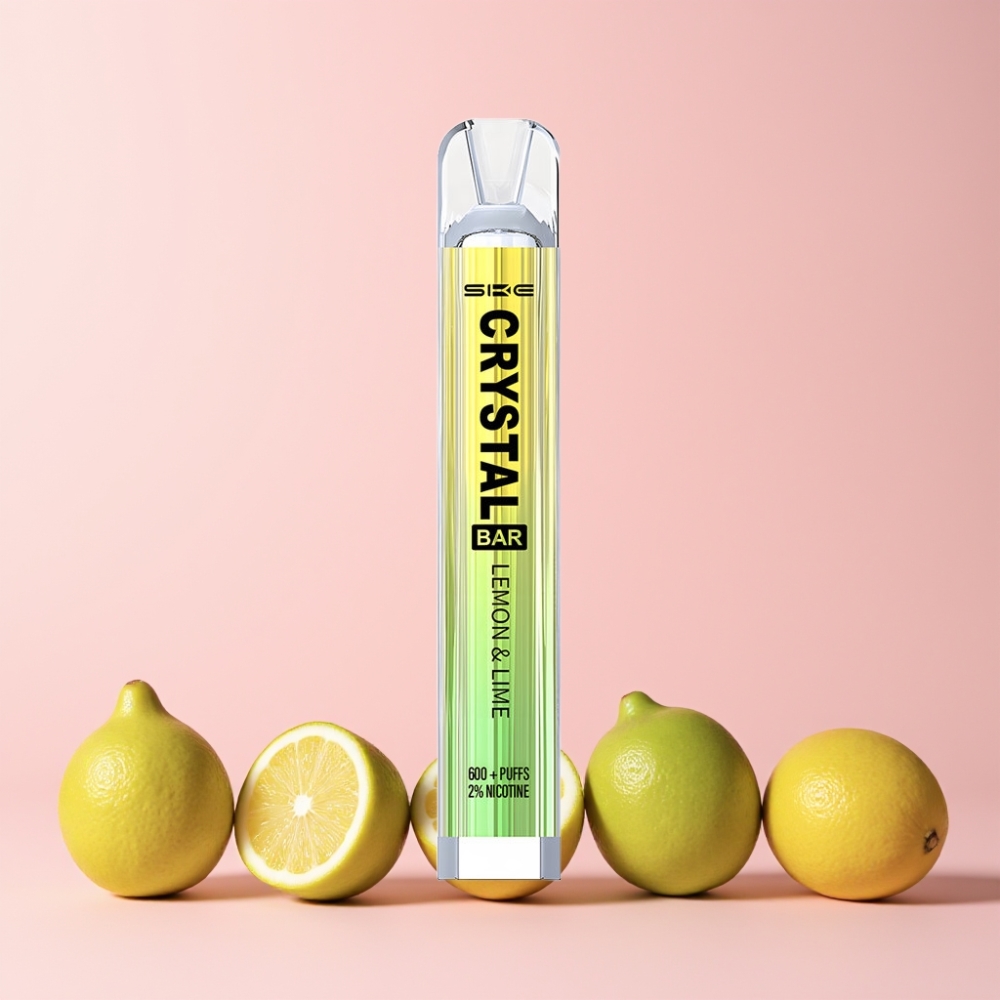 SKE Crystal Bar 600 Puffar 0% Nikotin 500mAh Batteri Sverige Grossist Citron & Lime
