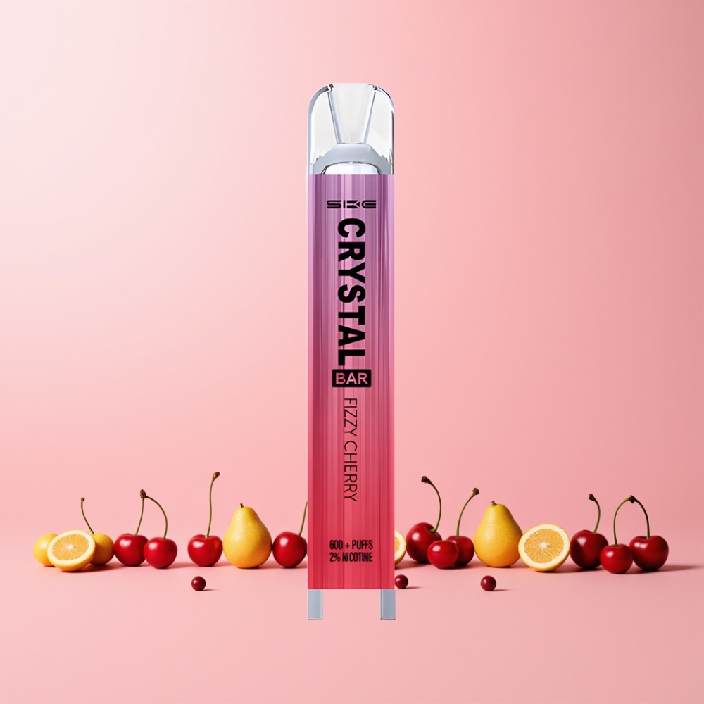 SKE Crystal Bar 600 Puffar Sverige Grossist Rostfritt Stål+PCTG 2.0ml Fizzy Körsbär
