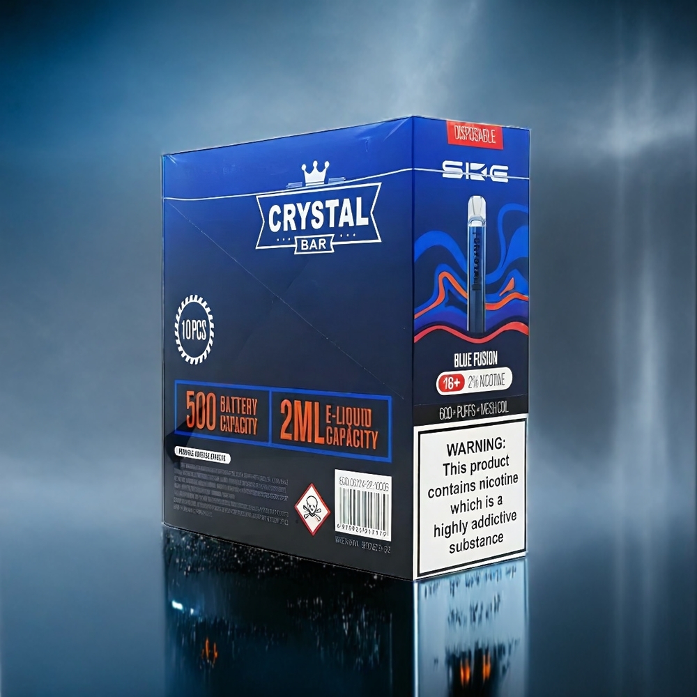Blå Fusion SKE Crystal BAR 600 0% Nikotin 500mAh 600 Puff Sverige Grossist
