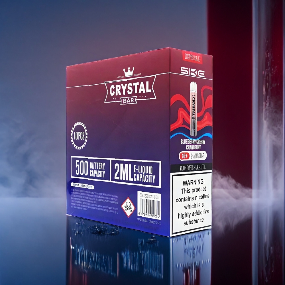 Blåbär Körsbär Tranbär SKE Crystal Bar 600 Sverige Grossist 0% 2% Nicotin 500mAh 600 Puffar 2.0ml E-vätska Mesh Coil
