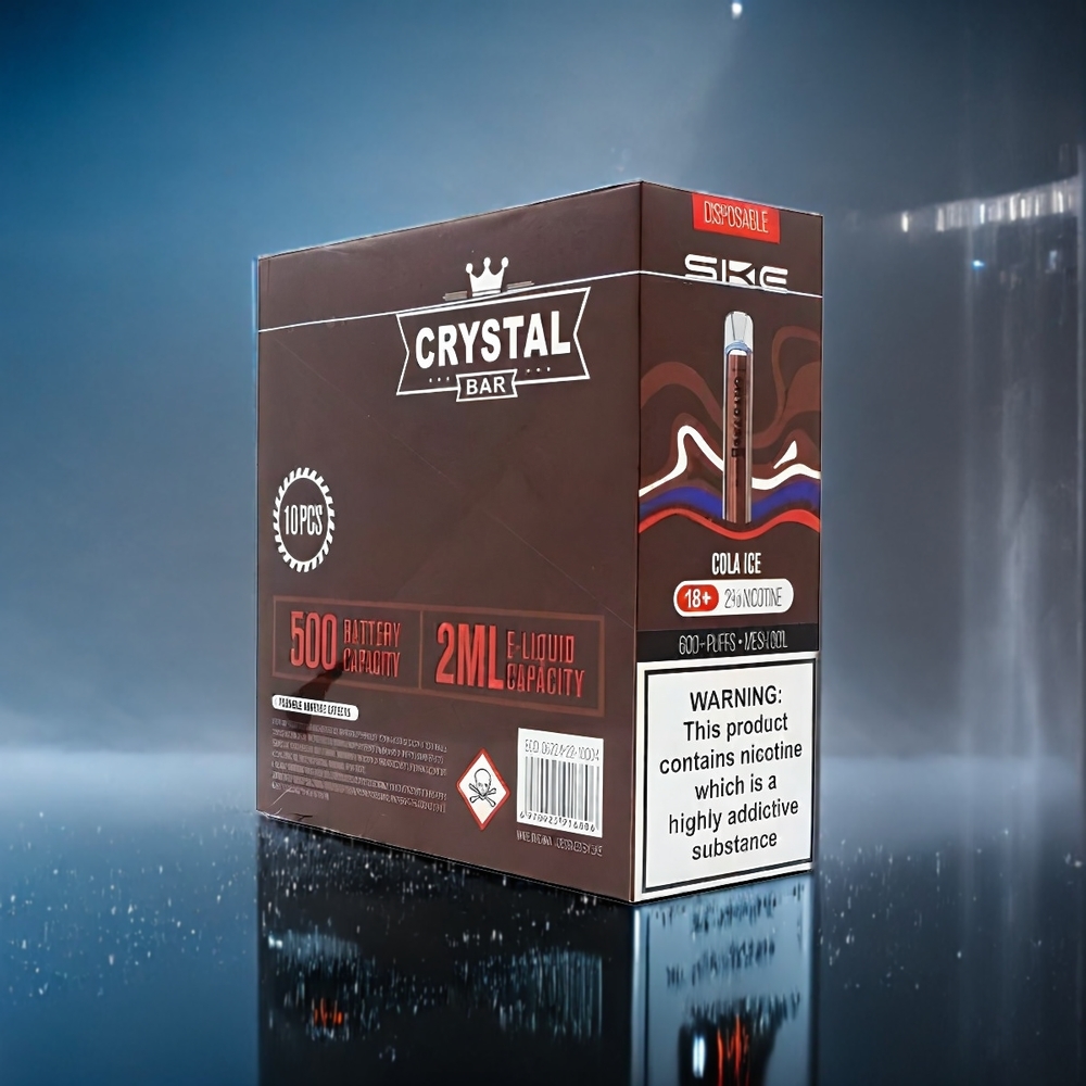 Cola Is (Cola Ice) SKE Crystal BAR 600 Sverige Grossist 0% 2% 500mAh 600 Puffar 2.0ml Mesh Coil 1.29 Ohm 3.6V