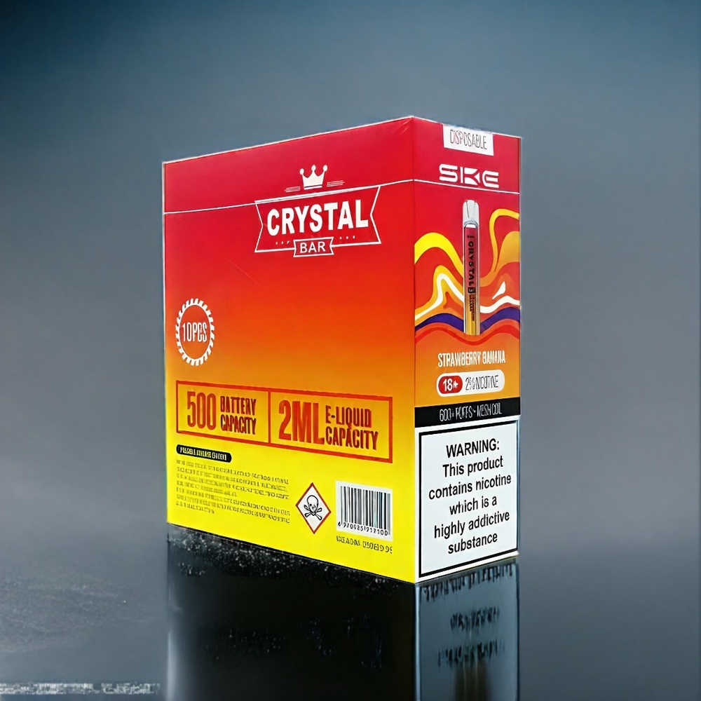 Jordgubb Banan SKE Crystal BAR 600 Vape 0%/2% Nicotin 500mAh 600 Puffar Sverige Grossist