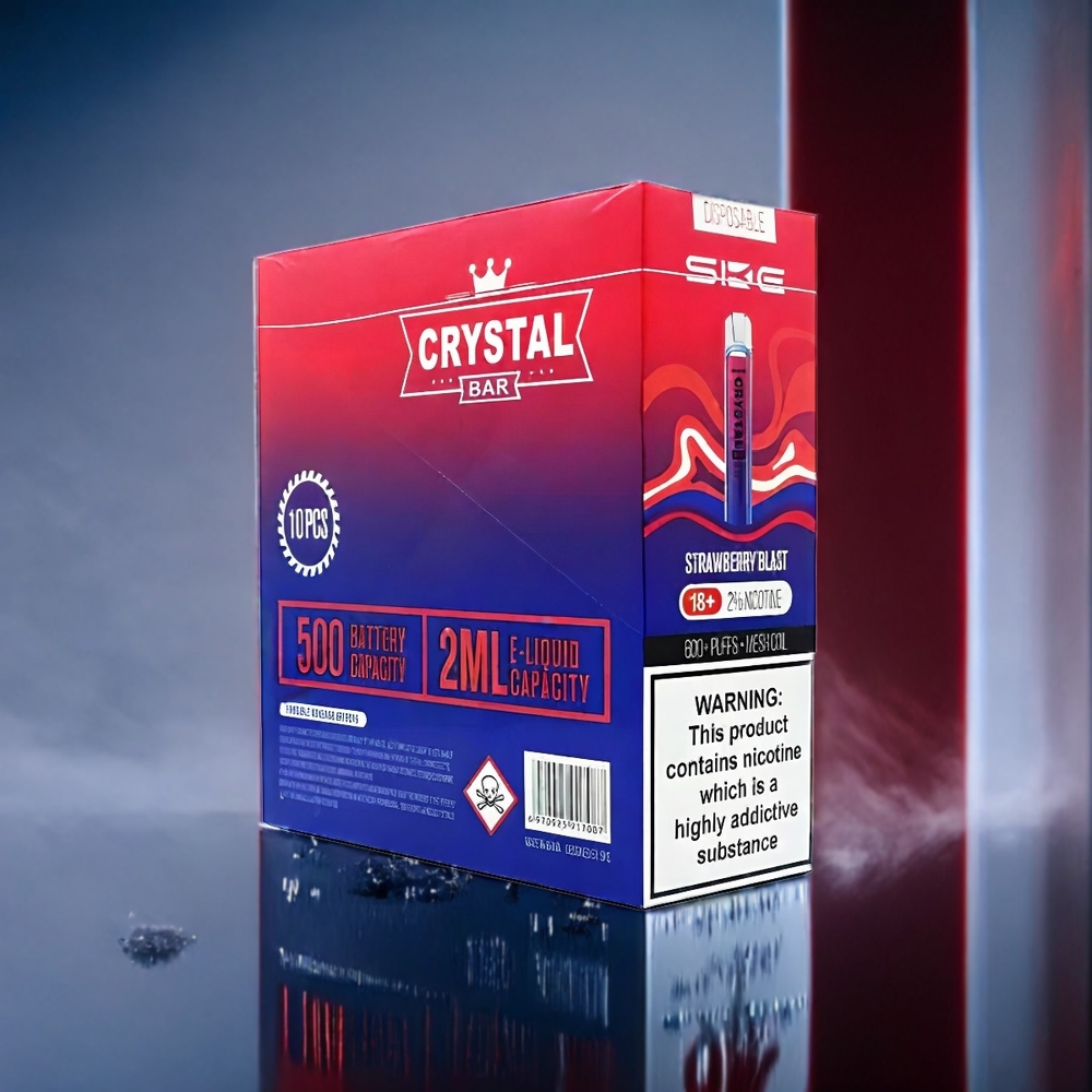 Jordgubbs Smäll SKE Crystal BAR 600 Sverige Grossist 2ml 600 Puffar Mesh Coil 2% Nikotin