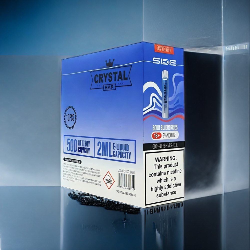 Sur Blåbär SKE Crystal Bar Sverige Grossist 600 Puffar 2.0ml 500mAh Mesh Coil