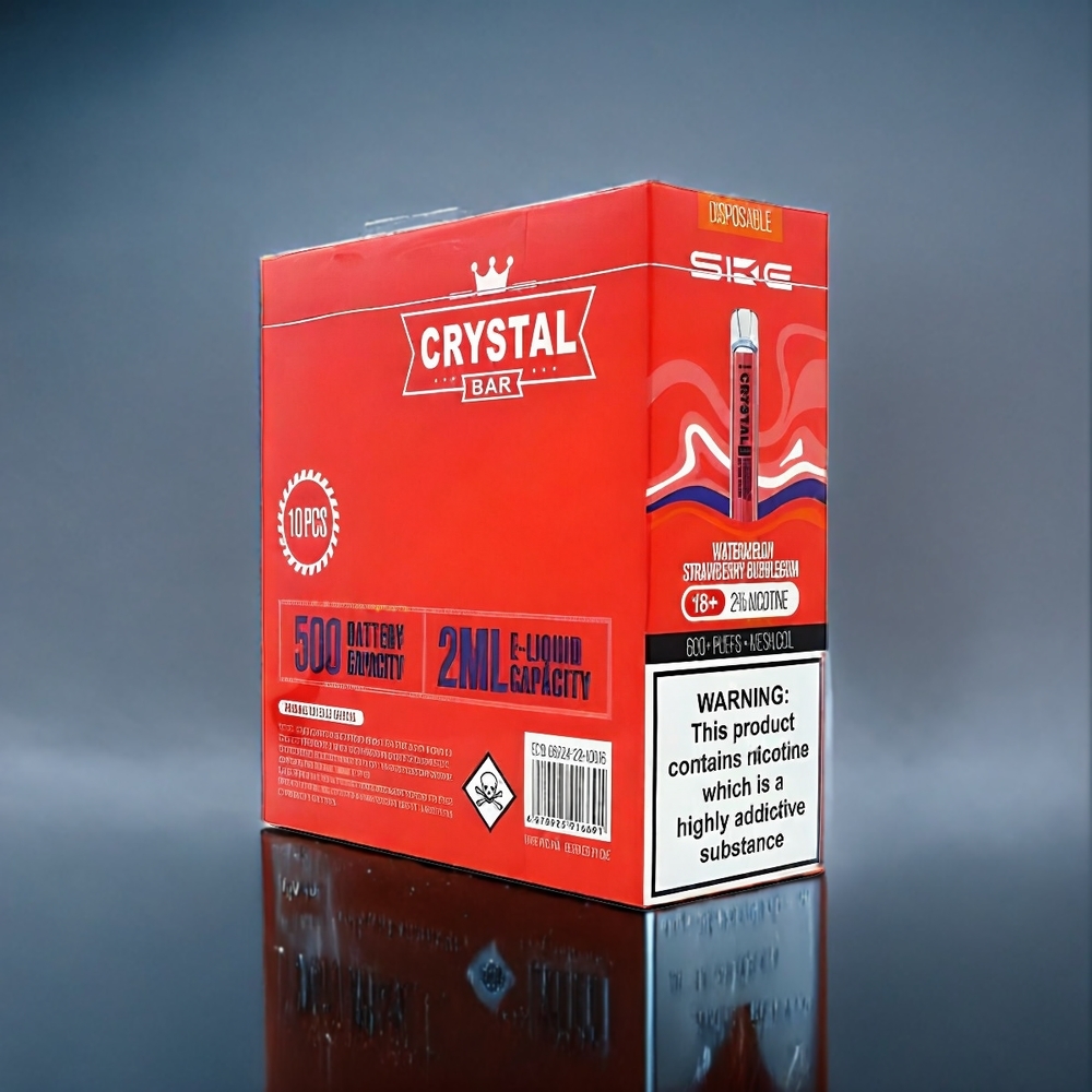 Vattenmelon Jordgubb Tuggummi SKE Crystal BAR 600 2.0ml 600 Puffar 2% Nikotin 500mAh Mesh Coil Sverige Grossist