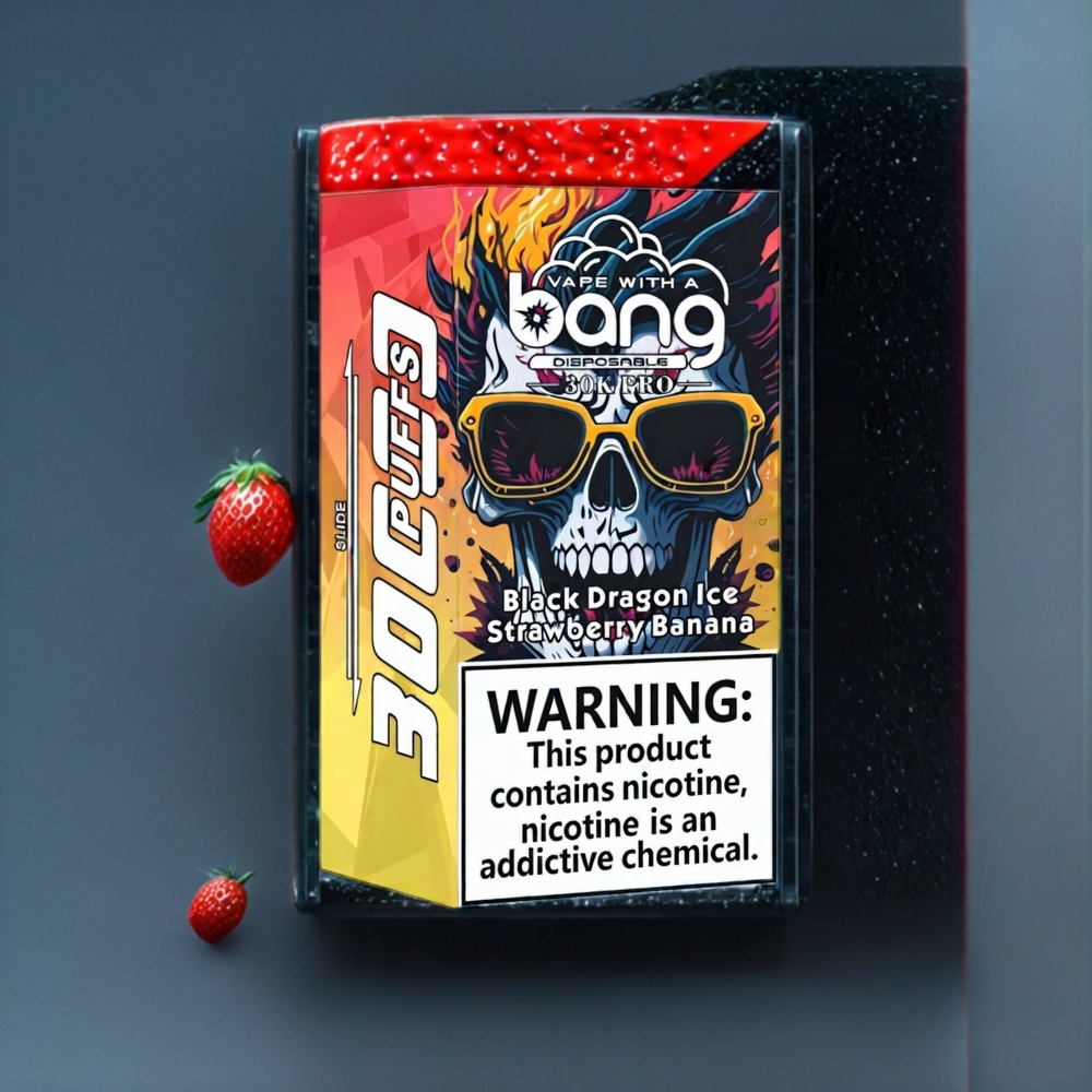Bang 30K Pro 30000 Puff Dual-Smak System 36ml 550mAh Sverige Grossist Svart Drake Is & Jordgubb Banan