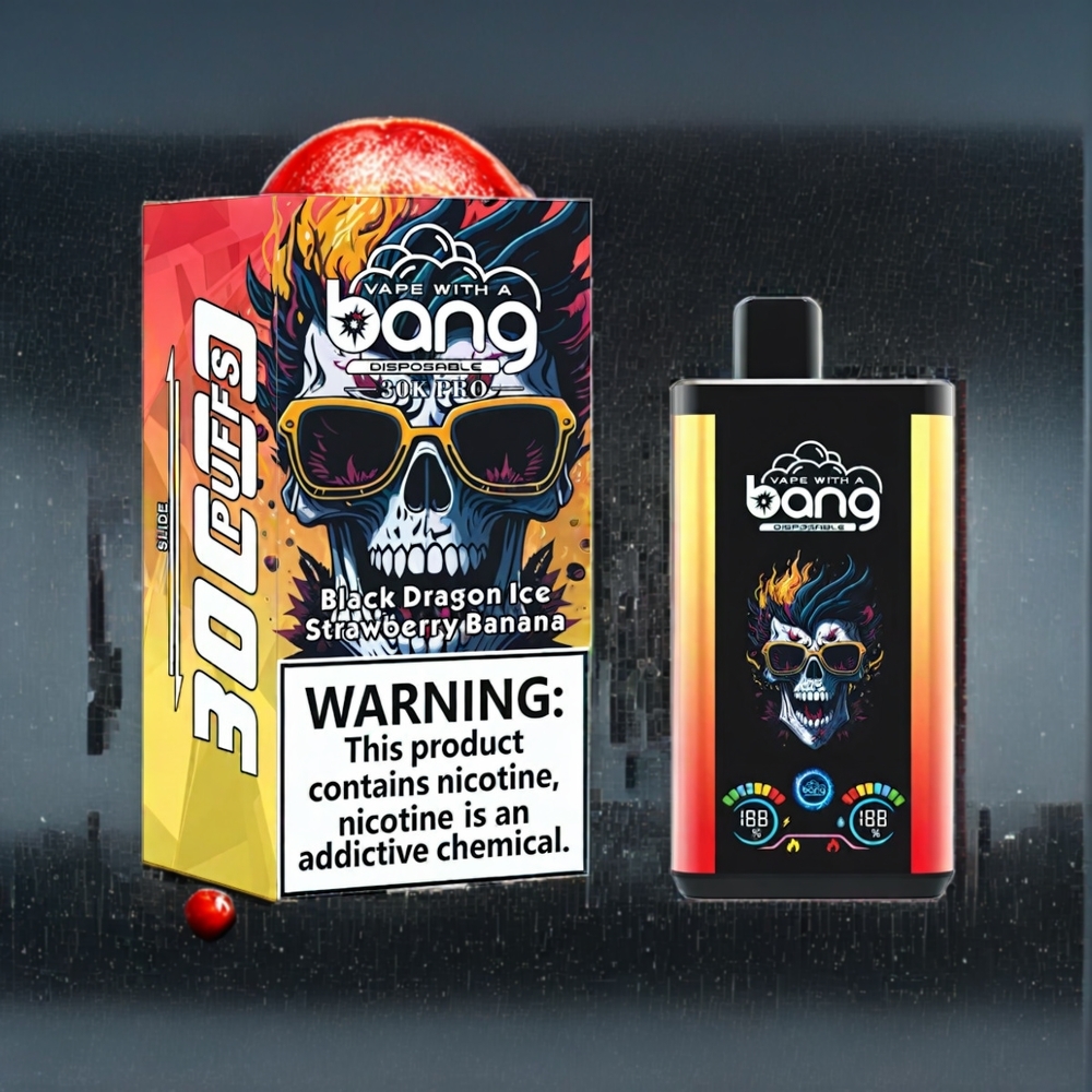 Bang 30K Pro 30000 Puff Dual-Smak System 36ml 550mAh Sverige Grossist Svart Drake Is & Jordgubb Banan