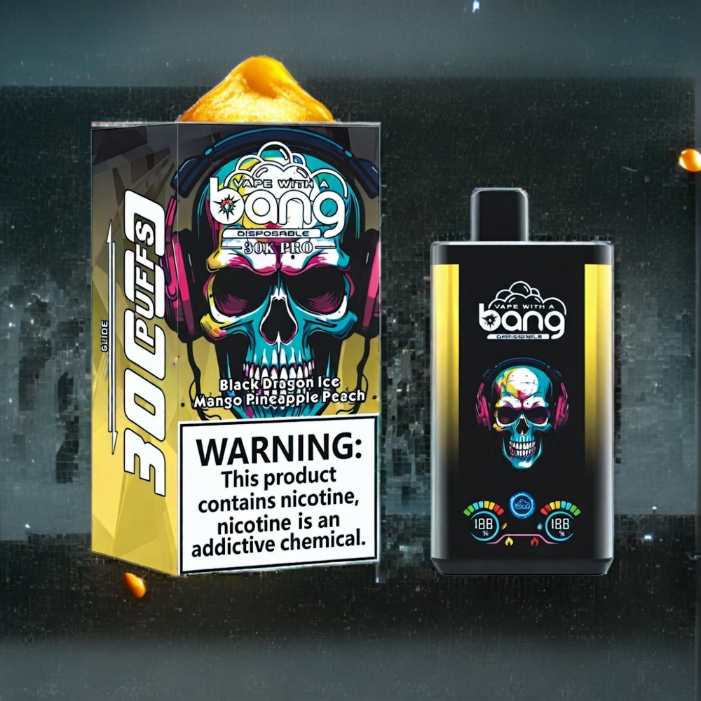 Bang Pro 30K 30000 Puffs Dual-Flavor System 36ml 550mAh Sverige Grossist Svart Drake Is & Mango Ananas Persika