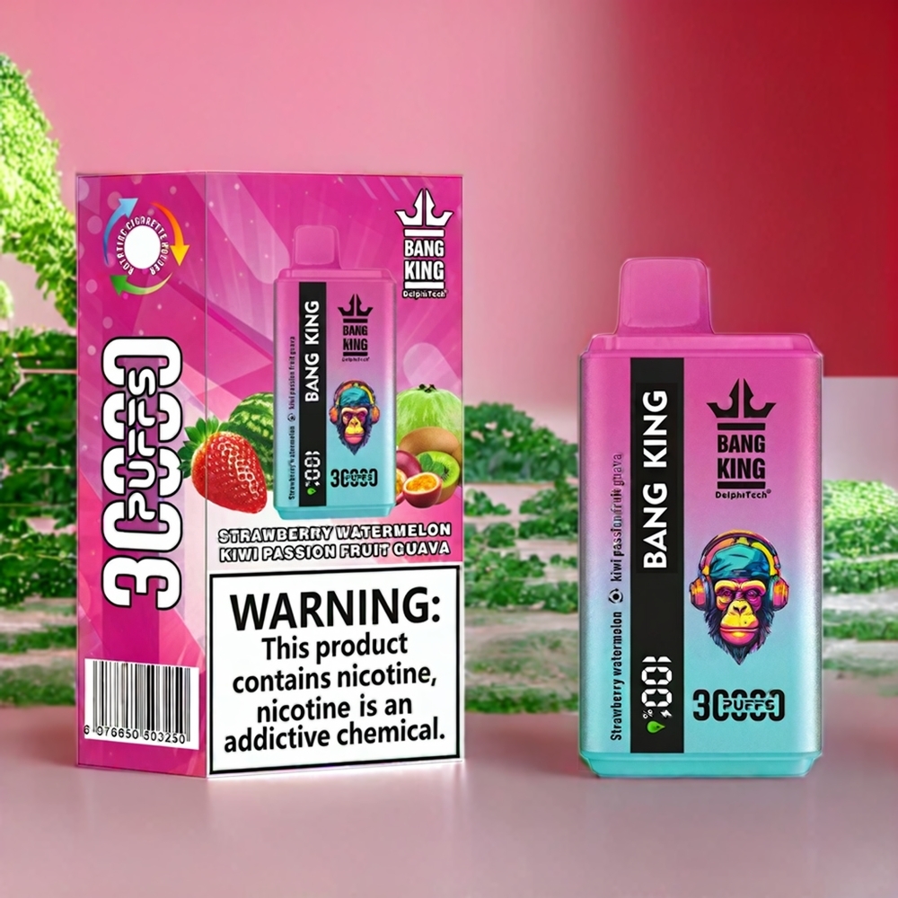 Bang King 30000 Puffar 36ml 550mAh 1.2 Mesh Dual Coil Type-C Sverige Grossist Jordgubb Vattenmelon Kiwi Passionfrukt Guava
