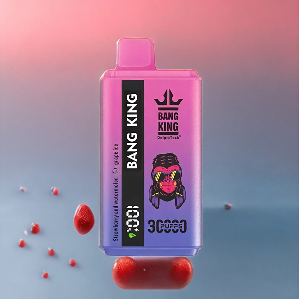 Bang King 30000 Puffar Engångs Jordgubb Och Vattenmelon Druva Is 36ml 550mAh 1.2 Mesh Dual Coil Type-C Sverige Grossist