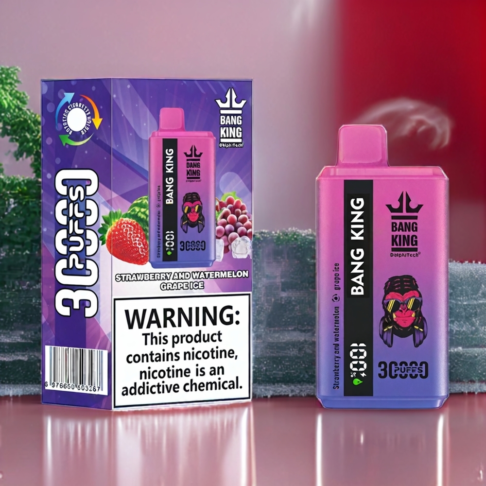 Bang King 30000 Puffar Engångs Jordgubb Och Vattenmelon Druva Is 36ml 550mAh 1.2 Mesh Dual Coil Type-C Sverige Grossist