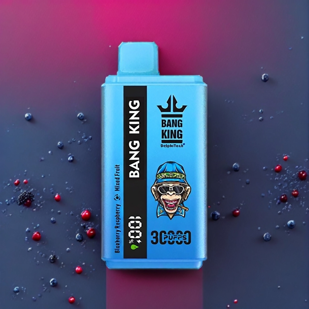 Bang King 30000 Puffs 36ml 550mAh 1.2 Mesh Dual Coil Type-C Sverige Grossist Blåbär Hallon Blandad Mögel Frukt