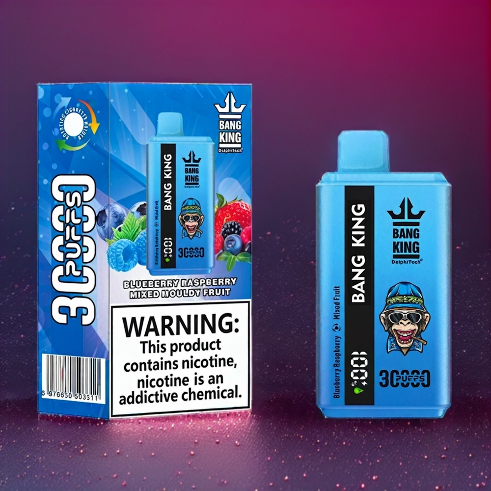 Bang King 30000 Puffs 36ml 550mAh 1.2 Mesh Dual Coil Type-C Sverige Grossist Blåbär Hallon Blandad Mögel Frukt