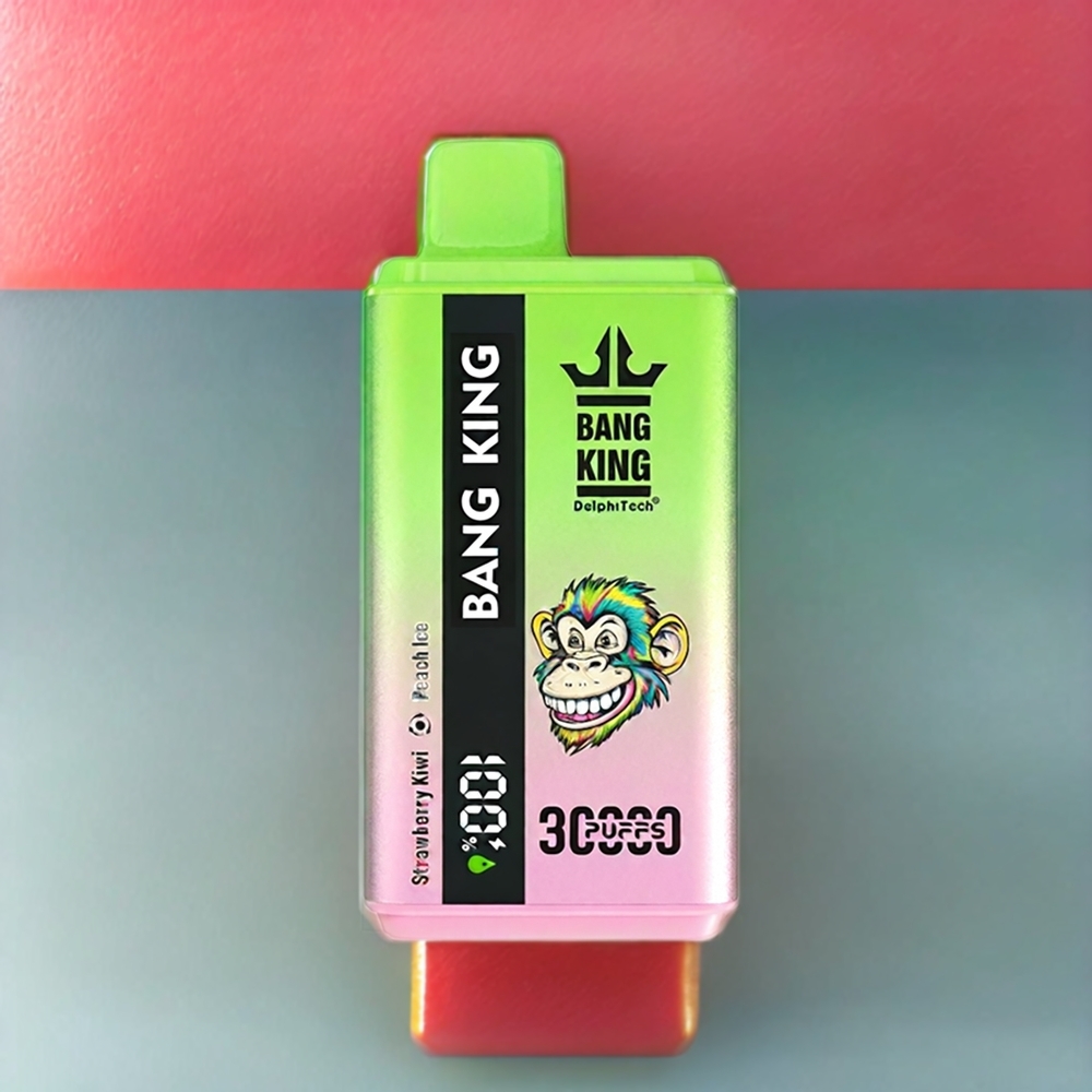 Bang King 30000 Puffs 36ml 550mAh 1.2 Mesh Dual Coil Type-C Sverige Grossist Jordgubb Kiwi Persika Is