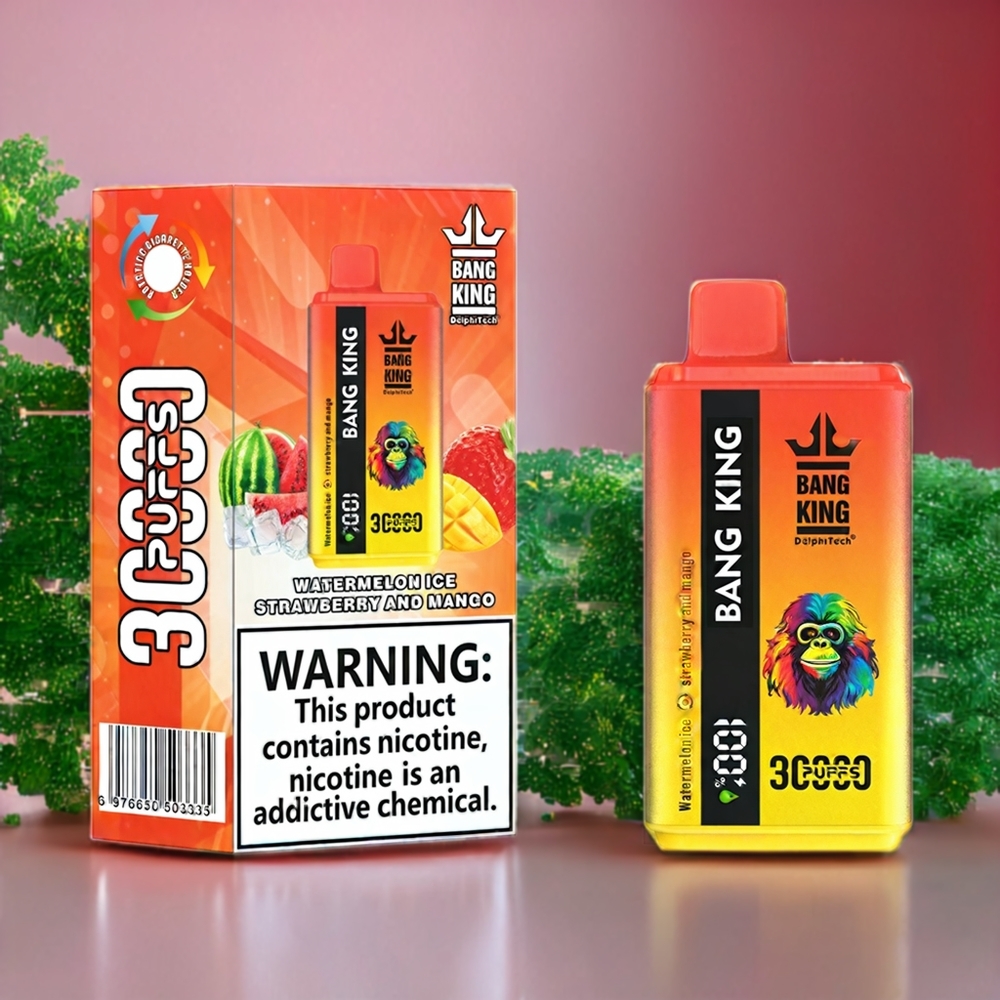 Bang King 30000 Puffs 36ml 550mAh 1.2 Mesh Dual Coil Type-C Sverige Grossist Vattenmelon Is Jordgubb Och Mango