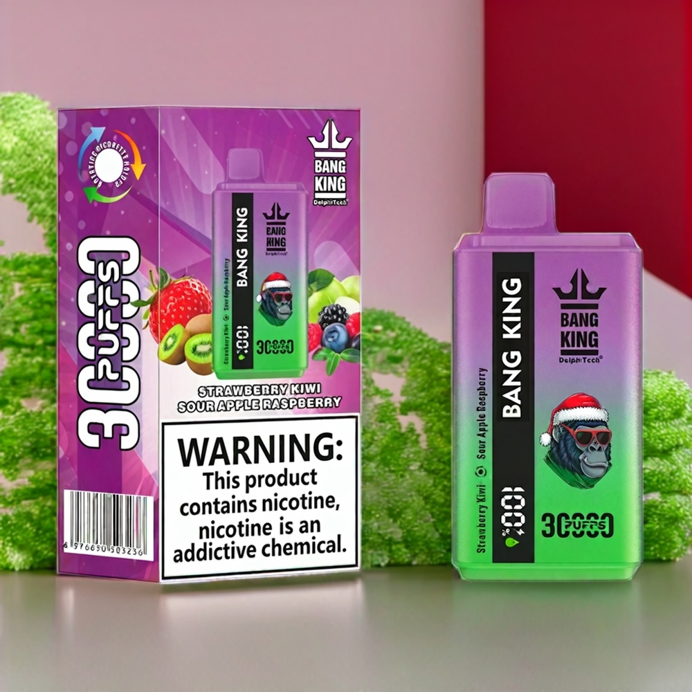 Bang King 30000 Puffs 36ml 550mAh 1.2 Mesh Sverige Grossist Jordgubbe Kiwi Sur Äpple Hallon