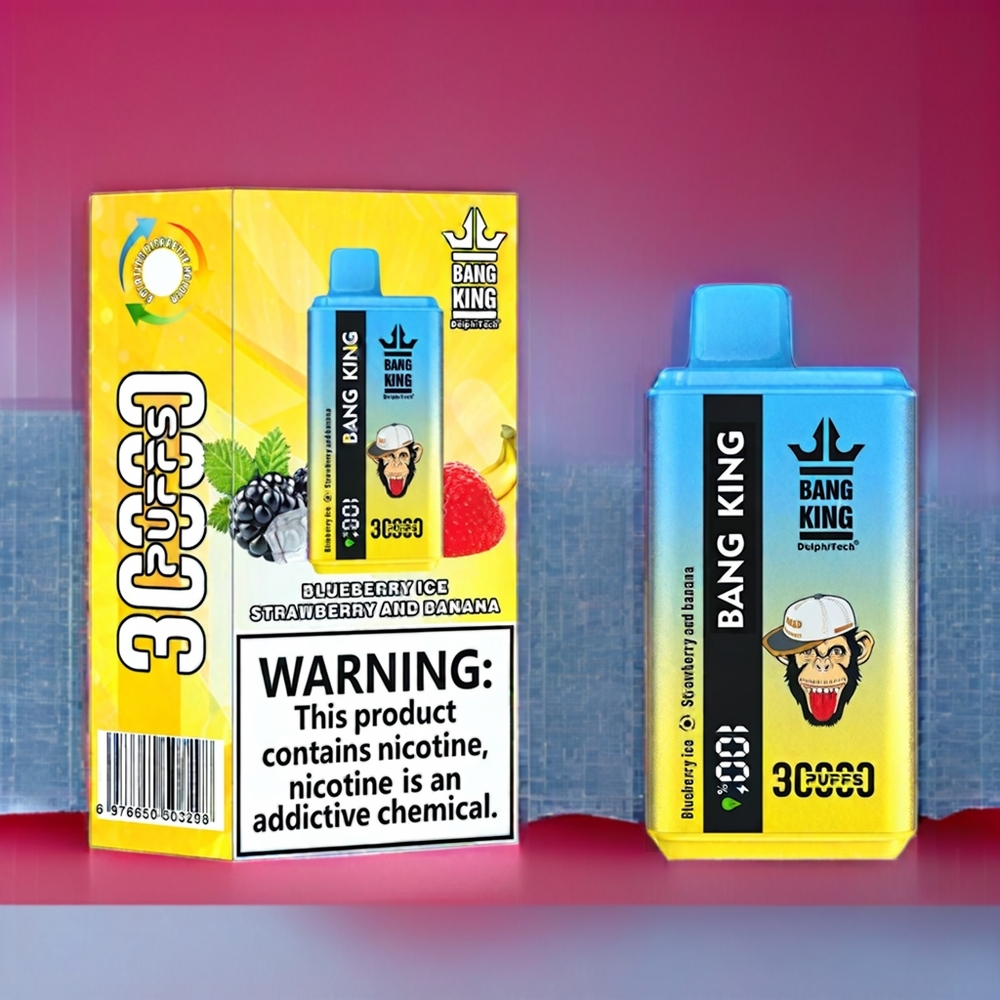 Bang King 30000 Puffs 36ml Type-C 550mAh Sverige Grossist Blåbär Is Jordgubb Och Banan