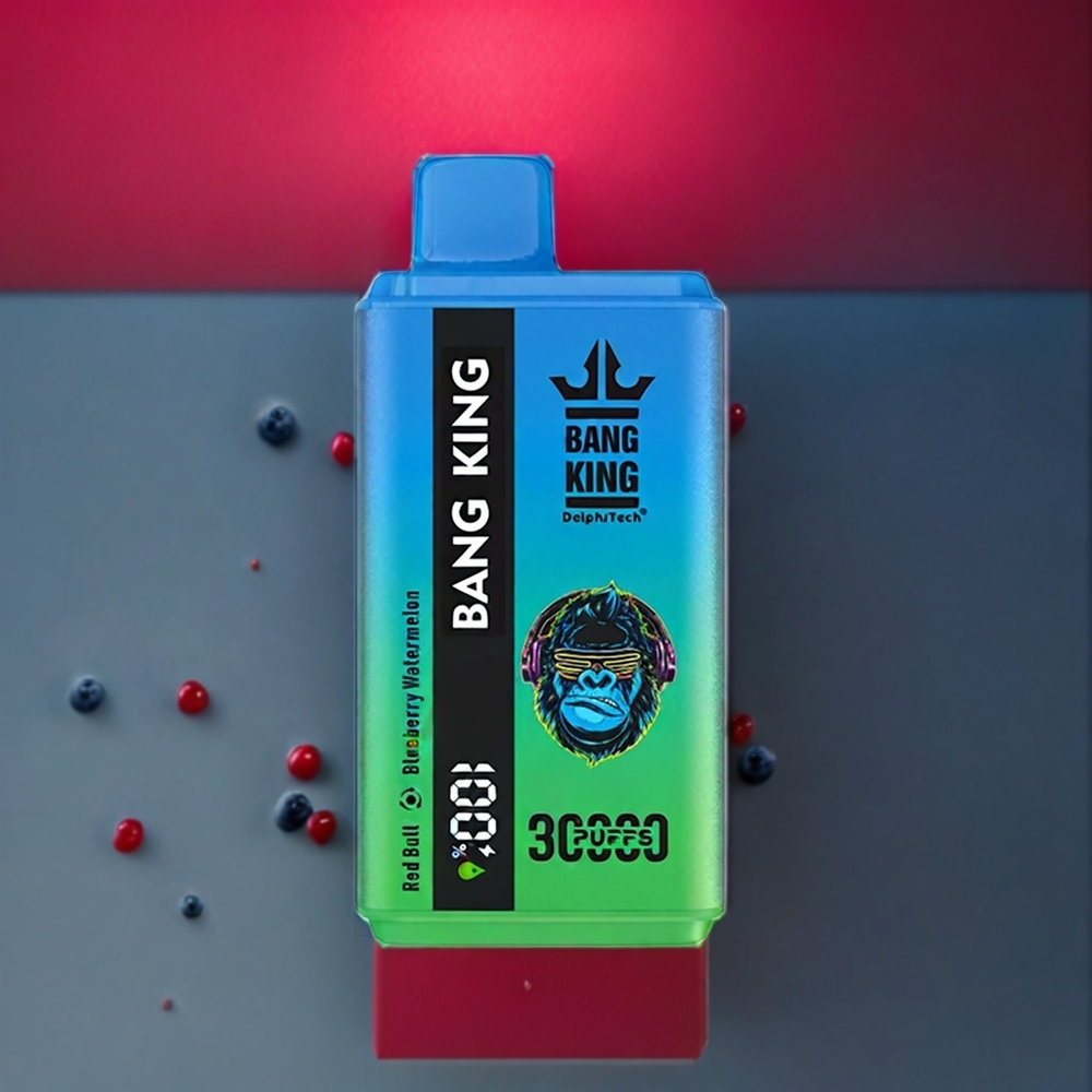 Bang King 30,000 Puffs 36ml 550mAh 1.2 Mesh Dual Coil Type-C Sverige Grossist Röda Tenn Blåbär Vattenmelon