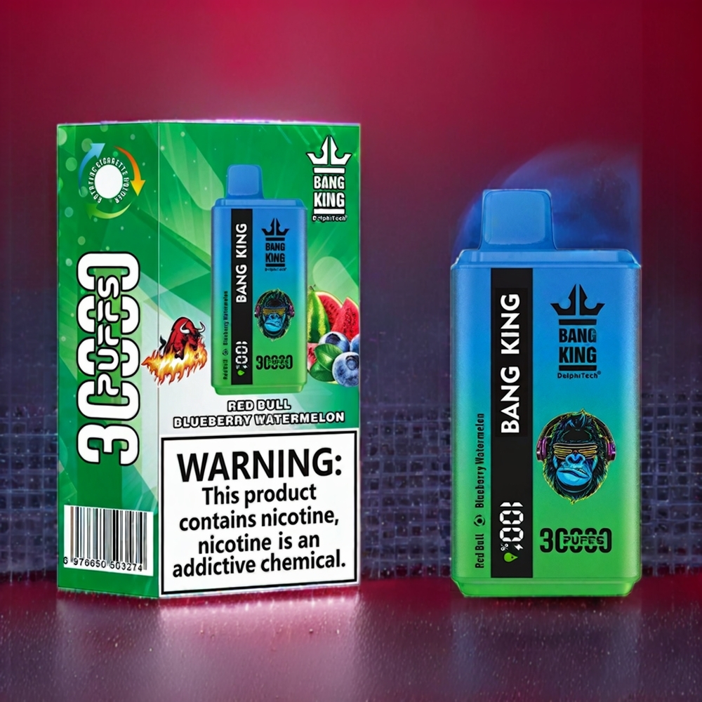 Bang King 30,000 Puffs 36ml 550mAh 1.2 Mesh Dual Coil Type-C Sverige Grossist Röda Tenn Blåbär Vattenmelon