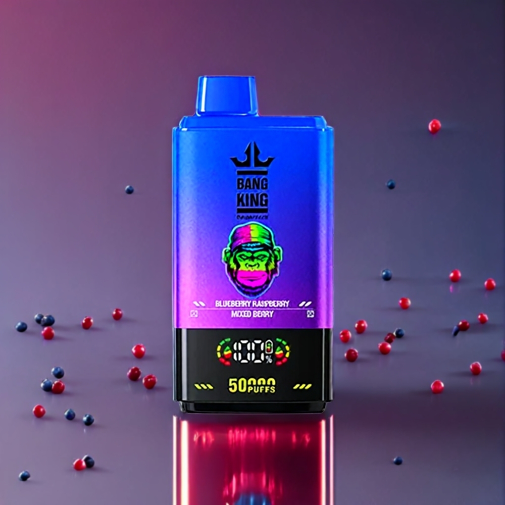Bang King 50000 50000 puffar 50ml 850mAh 1.0 mesh coil Type-C Luftflödesinställning Blåbär Hallon Blandade Bär Sverige Grossist