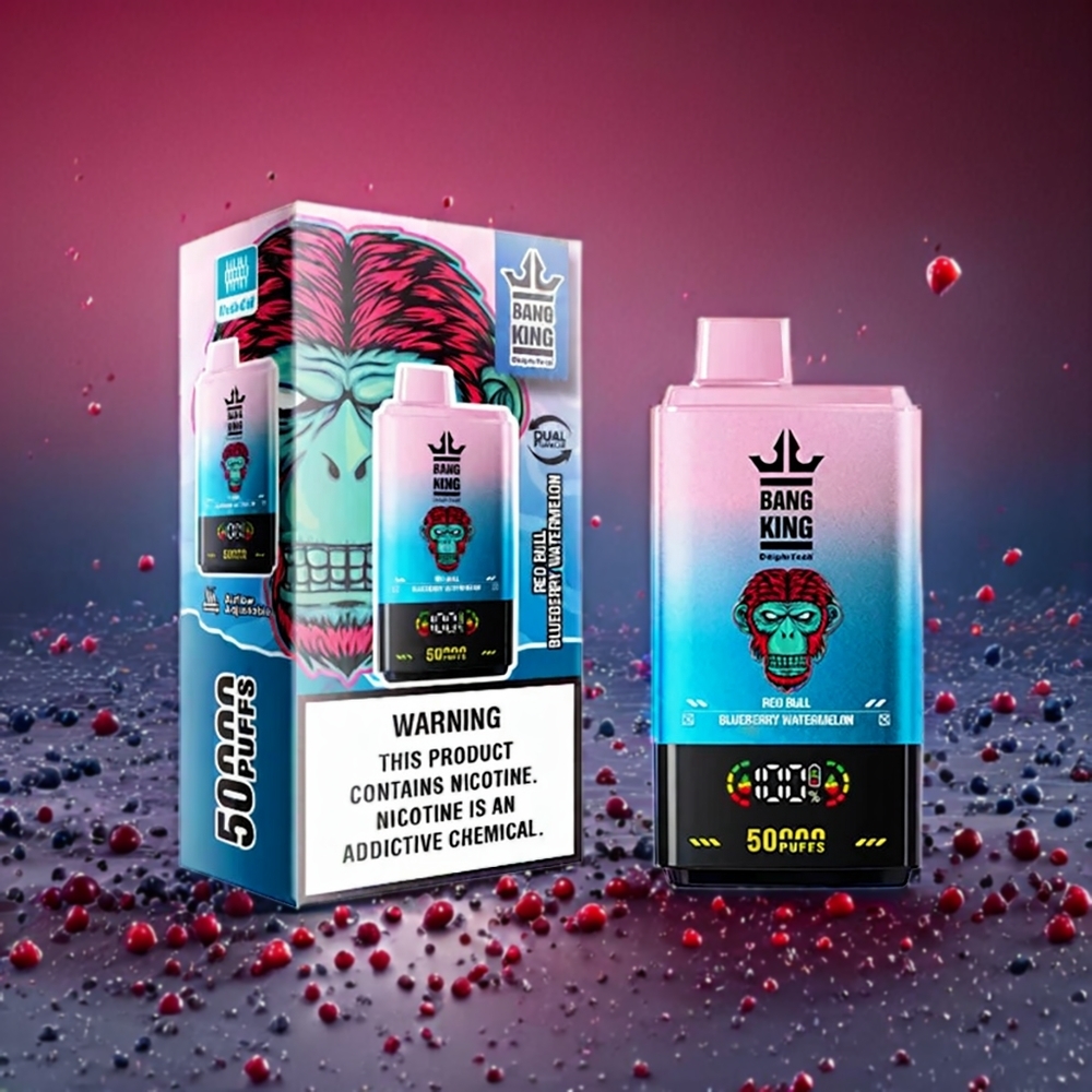 Bang King 50000 50000 puffar 50ml 850mAh Mesh Coil Type-C Sverige Grossist Röd Tjur Blåbär Vattenmelon