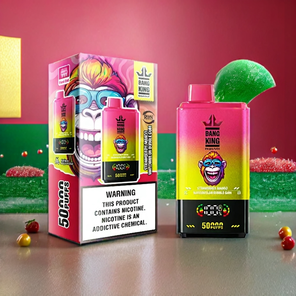Bang King 50000 50ml 850mAh 1.0 Mesh Coil Type-C Sverige Grossist Jordgubb Mango Vattenmelon Tuggummi