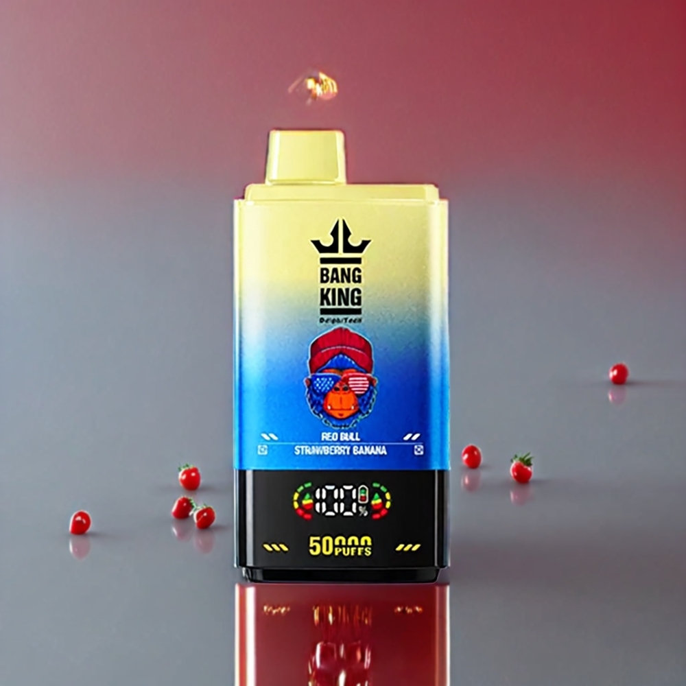 Bang King 50000 Svensk Grossist E-cigarett 50000 puffar 50ml 850mAh Type-C Röd Björna Jordgubb Banan