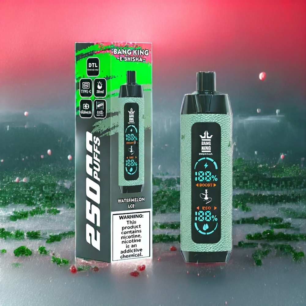 Bang King Shisha 25000 Puffar Sverige Grossist Typ-C Laddning 30ml Vattenmelon Is
