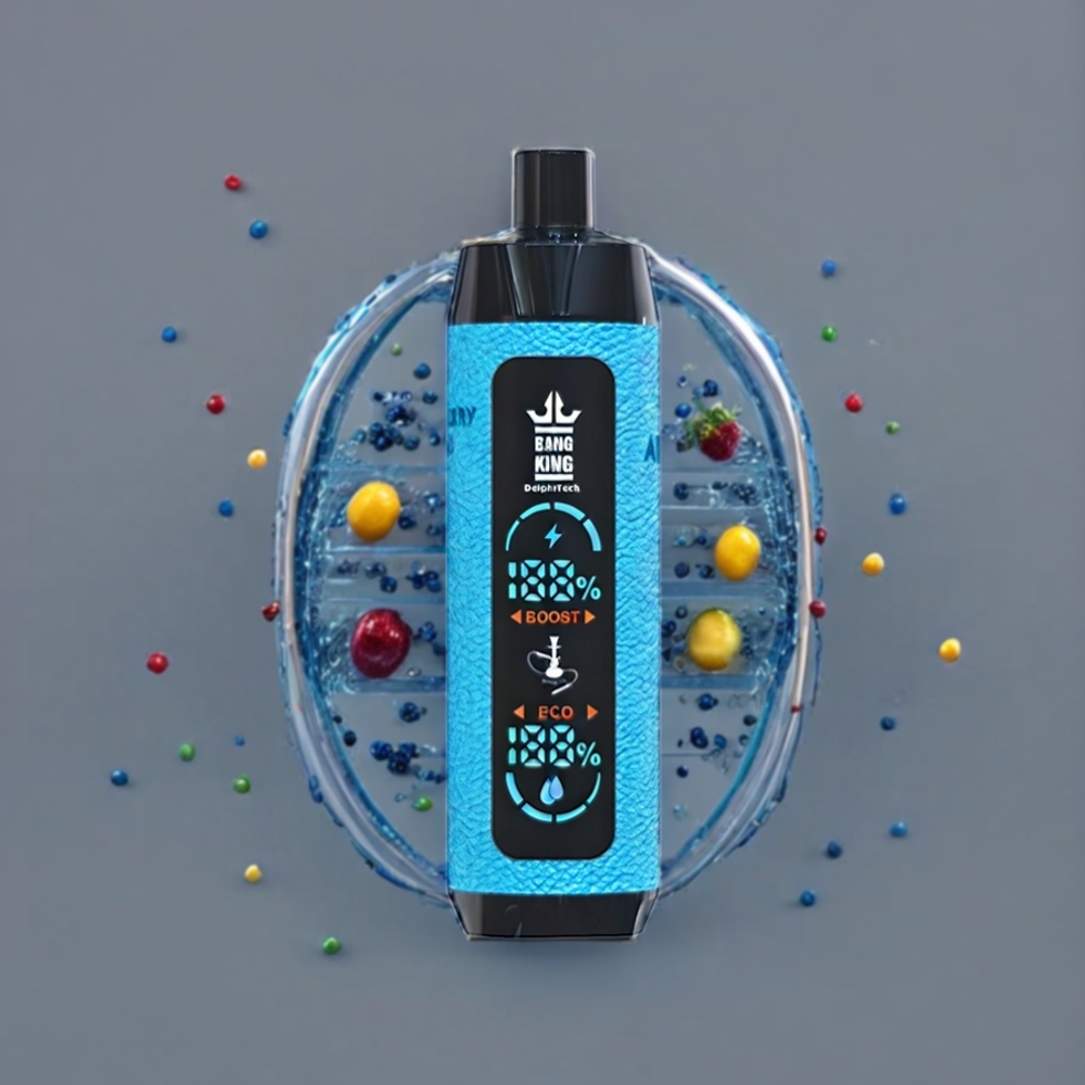 Bang King Shisha 25000 Puffs 30ml 650mAh 0.6 Ohm Type-C Sverige Grossist Blå Hallon Citron