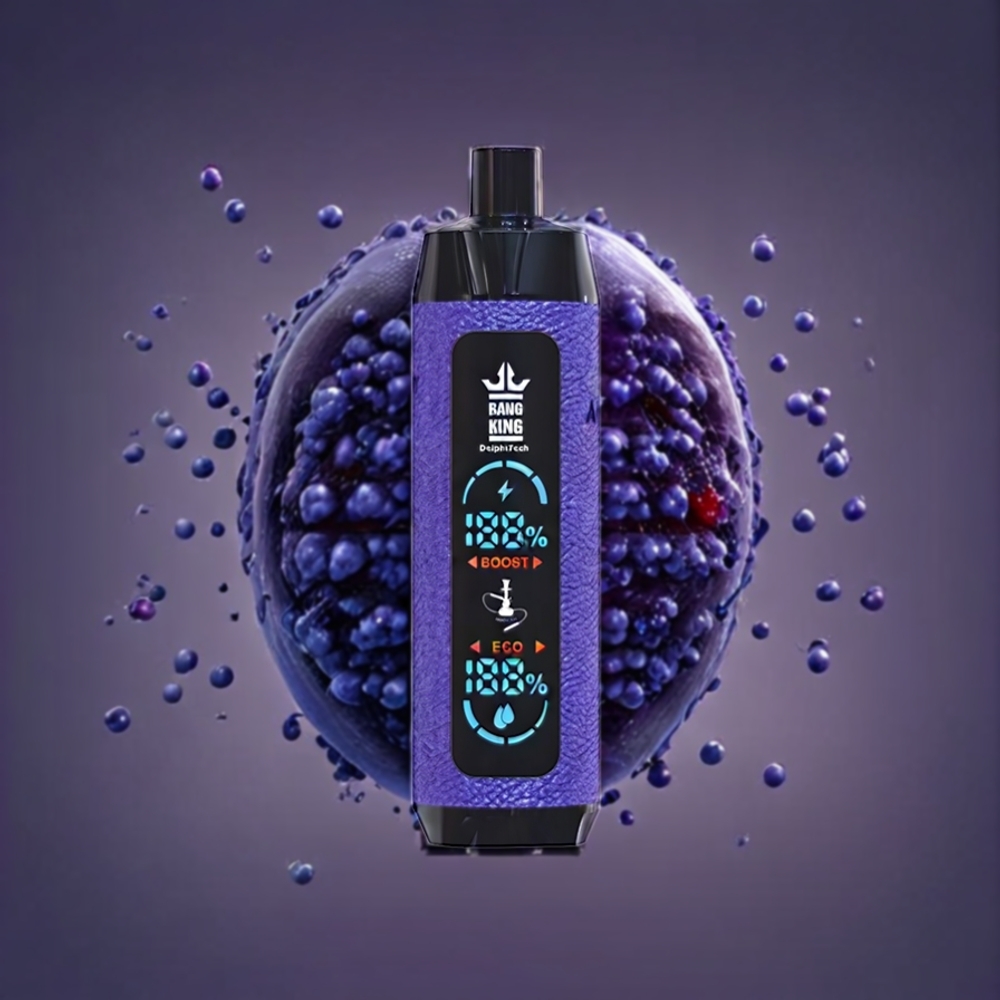 Bang King Shisha 25000 Puffs 30ml 650mAh 0.6 Ohm Type-C Sverige Grossist Blåbär Druva