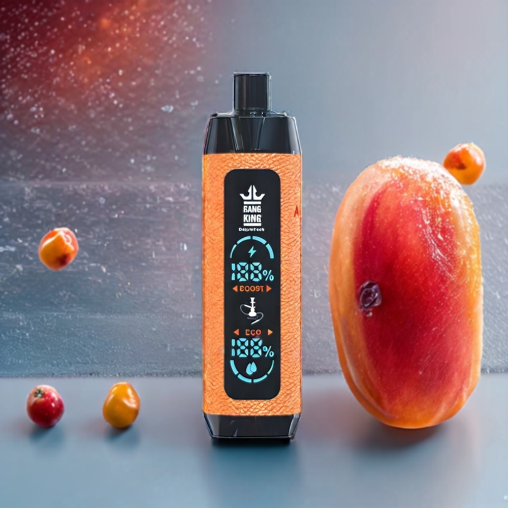 Bang King Shisha 25000 Puffs 30ml 650mAh Mesh 0.6 Ohm Type-C Sverige Grossist Persika Is
