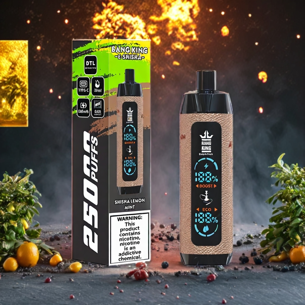Bang King Shisha 25000 Puffs Sverige Grossist 30ml 650 mAh Type-C Citronmint