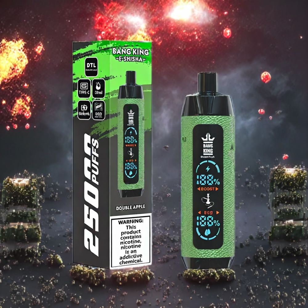 Bang King Shisha 25000 Puffs Sverige Grossist 30ml 650mAh Type-C Dubbel Äpple