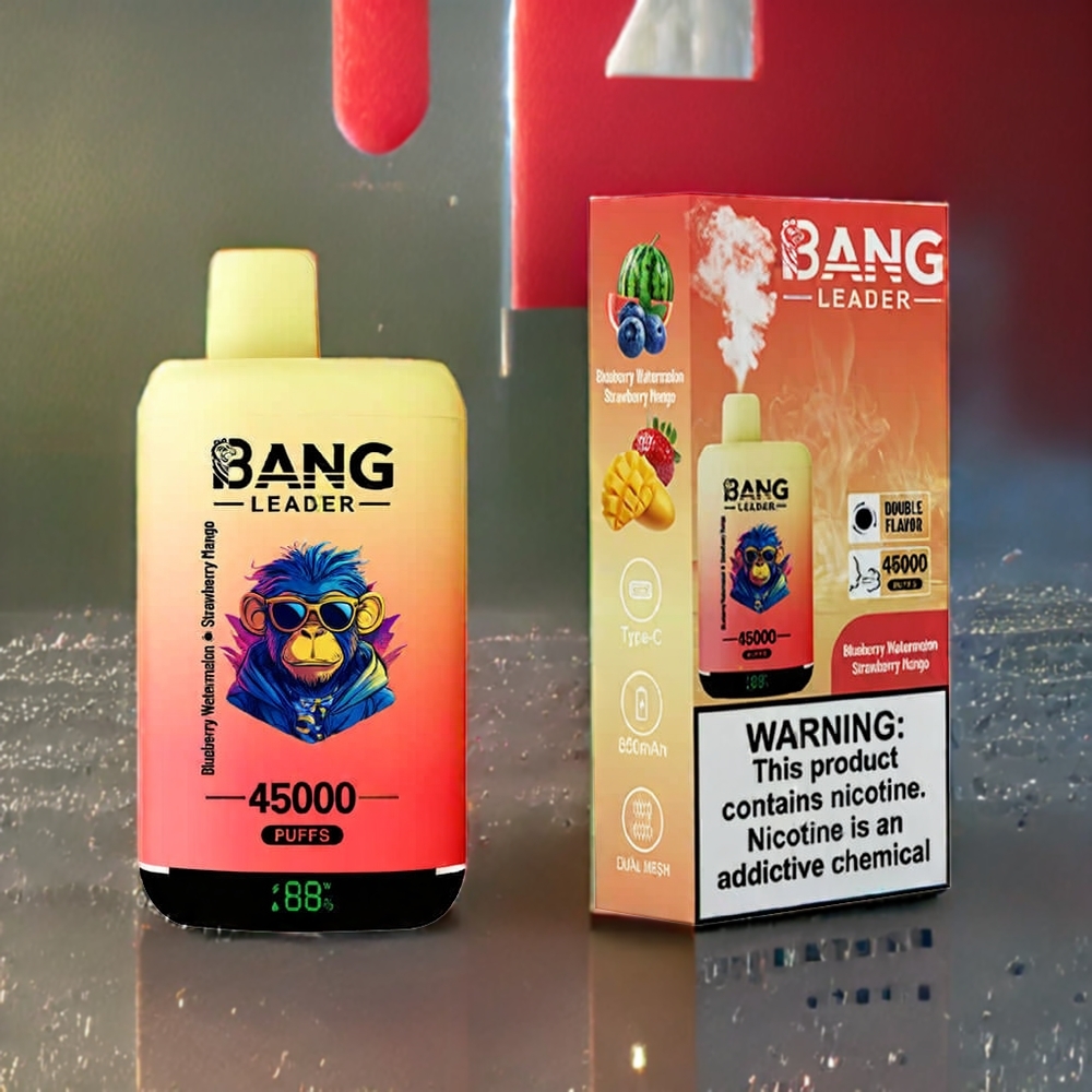 Bang Leader 45000 Puff Smart Skärm Typ-C Dual Smak Blåbär Vattenmelon Jordgubb Mango Sverige Grossist