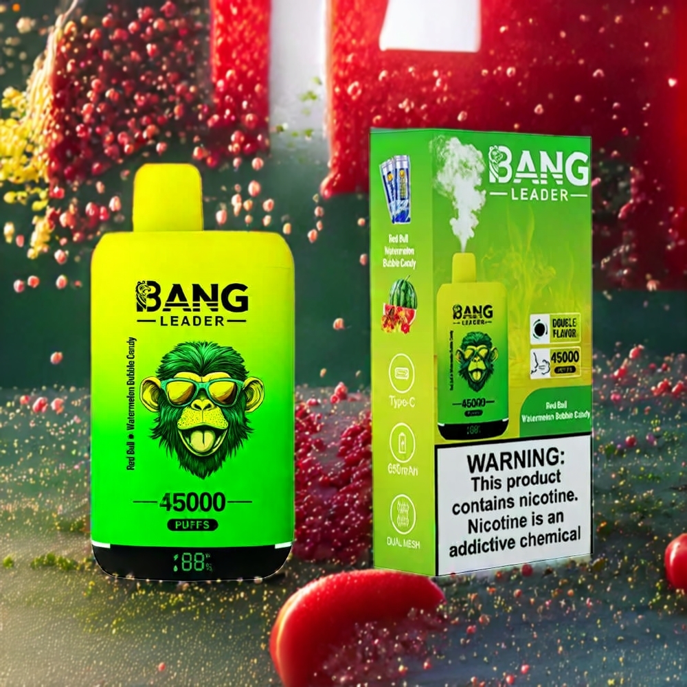 Bang Leader 45000 Puffar Smart Skärm Dual Smak Red Bull Vattenmelon Bubble Godis Sverige Grossist